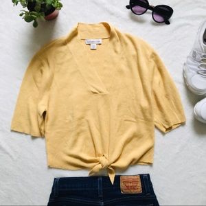 vintage pastel yellow tie bottom crop top